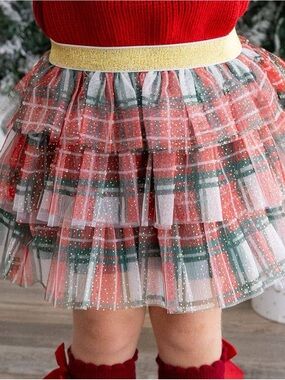 Sweet Wink Christmas Plaid Tiered Tutu Skirt size 4-6Y